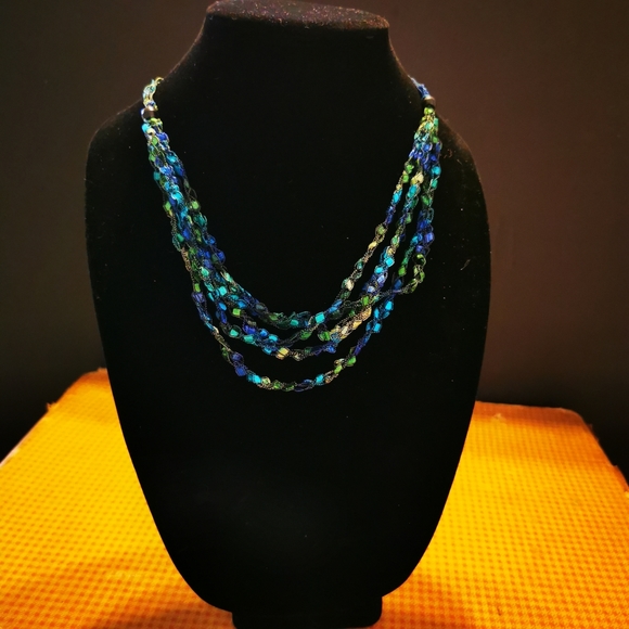 Multi Strand Braided Fabric Necklace Pair - Picture 11 of 17